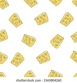 Cheese Seamless Pattern. Hand drawn seamless pattern of cheese.