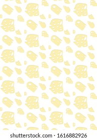 cheese seamless pattern with holes. For printing on fabric for baby clothes, newborns, babies. print for the kitchen tablecloth, mugs, year of the mouse 2020. Menu for the cheese shop, shop,restaurant