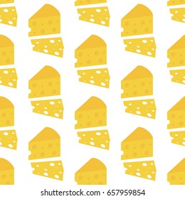 Cheese seamless pattern on the white background. Vector illustration