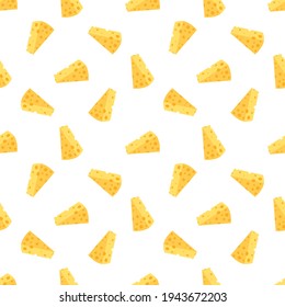 Käse nahtloses Muster. Stücke von gelbem Käse.