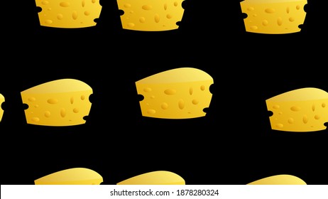 Patrón transparente de queso con iconos de silueta. Fondo vectorial, ilustraciones de parmesano, mozzarella, yogur, holandés, ricotta, mantequilla, queso azul para la tienda de productos lácteos. Naranja, color amarillo