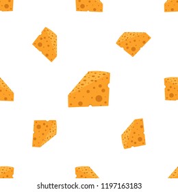 Cheese seamless pattern. Vector seamless pattern of a piece of cheese with holes. Cheese with holes logo.