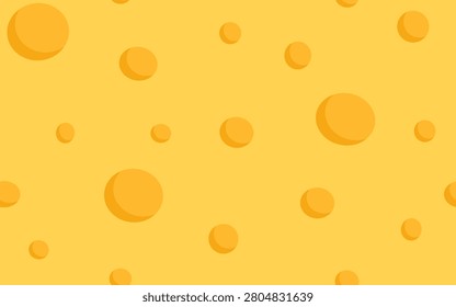 Cheese seamless pattern. Yellow cheese texture with holes. Food background. Vector illustration in flat style.