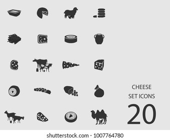 Cheese set of flat icons. Simple vector illustration