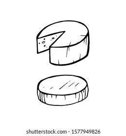 Cheese set hand-drawn vector illustrations isolated on white background.