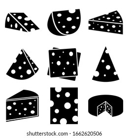 Cheese set icon, logo isolated on white background