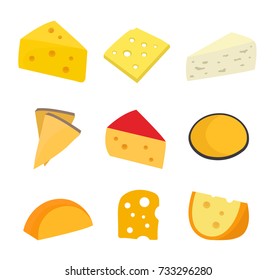 Cheese set. Vector flat cartoon character illustration icon design. Isolated on white background. type of cheese concept