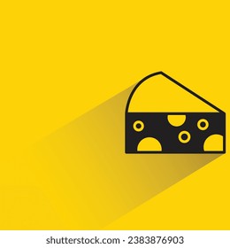 cheese with shadow on yellow background