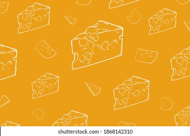 Cheese shaped stripes on a yellow background. For backdrop, wallpaper, background. Vector illustration.