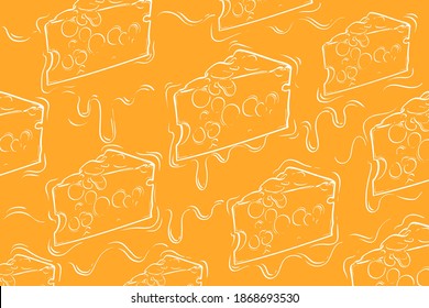 Cheese shaped stripes on a yellow background. For backdrop, wallpaper, background. Vector illustration.