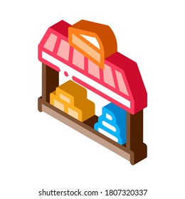 vector de icono de la tienda de quesos. señal de la tienda de queso isométrico. ilustración de símbolo aislado de color