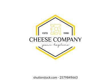 cheese shop label stamp. Cheese Shop Logo Design Illustration