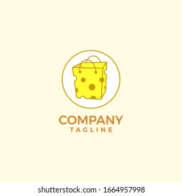 Cheese Shopping Bag logo template [vector]