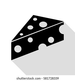 Cheese sign. Black icon with flat style shadow path.