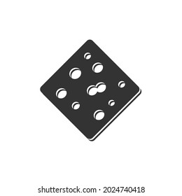 Cheese sign. Grilled slice piece. Ricotta. Dairy food product. Fat butter. Black and white color vector illustration.
