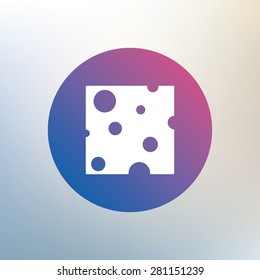 Cheese sign icon. Slice of cheese symbol. Square cheese with holes. Icon on blurred background. Vector