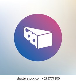 Cheese sign icon. Slice of cheese symbol. Triangle cheese with holes. Icon on blurred background. Vector