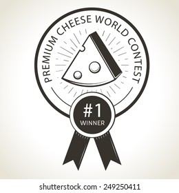 Cheese slice award prize sign vector illustration isolated on white background