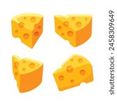 Cheese slice in cartoon style isolated on white background vector illustration