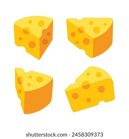 Cheese slice in cartoon style isolated on white background vector illustration