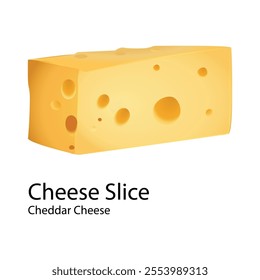 Cheese Slice Cheddar Cheese Illustration vector based drawing on whtie background Vol 02