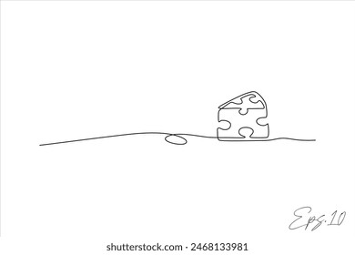  cheese slice continuous line vector illustration