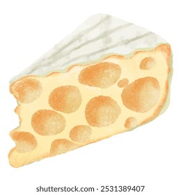 Cheese Slice with Distinctive Holes Illustration