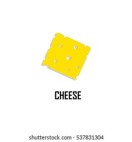Cheese slice flat illustration. Holland cheese icon