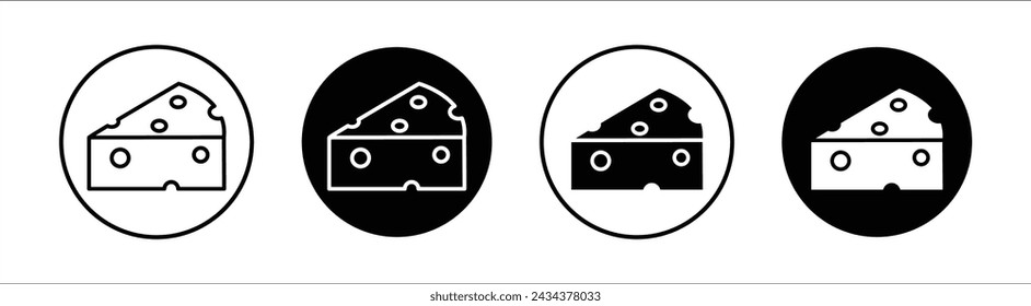 Cheese slice flat line icon set. Cheese slice Thin line illustration vector