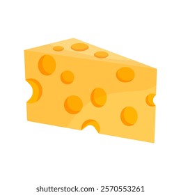 Cheese slice with holes. Dairy fresh organic product. Vector illustration isolated on white background.