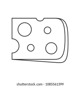 Cheese slice icon in black flat outline design.