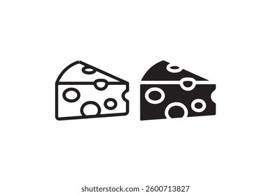 Cheese slice icon in black and white Vector