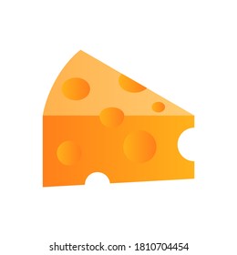 Icono de corte de queso en estilo de icono plano con color naranja degradado para menú de restaurante o aplicaciones de comida