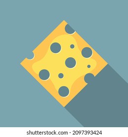 Cheese slice icon in flat style. Milk food vector illustration on isolated background. Breakfast sign business concept.