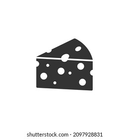 Cheese slice icon in flat style. Milk food vector illustration on isolated background. Breakfast sign business concept.
