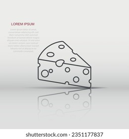 Cheese slice icon in flat style. Milk food vector illustration on isolated background. Breakfast sign business concept.