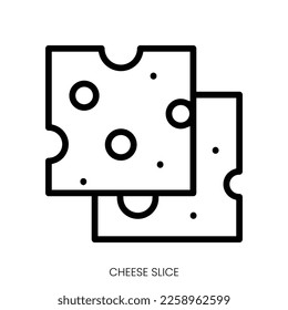 cheese slice icon. Line Art Style Design Isolated On White Background