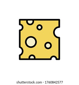 Cheese Slice Icon. Simple Color With Outline Vector Elements Of Dairy Product Icons For Ui And Ux, Website Or Mobile Application