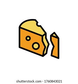 Cheese slice icon. Simple color with outline vector elements of dairy product icons for ui and ux, website or mobile application