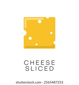 Cheese slice icon. Yellow ingredient with holes. Roquefort dairy products. Vector illustration.