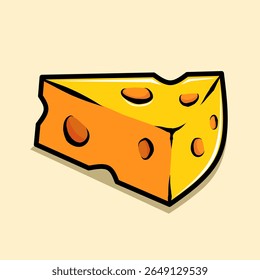Cheese slice illustration in bold cartoon style, perfect for food menus or snack illustrations