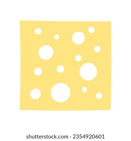 cheese slice isolated on white background, vector illustration of slice of swiss cheese