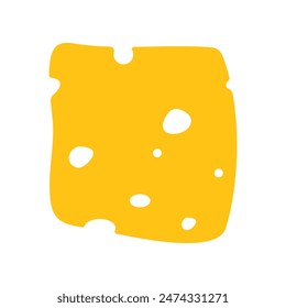 Cheese slice isolated on a white background. Cheese flat icon. Vector Head of cheese in flat style isolated on white background