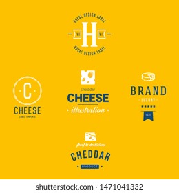 Cheese slice lable organic milk butter fresh food vector hand drawn illustration, menu label, banner poster identity, branding. Stylish design with sketch illustration