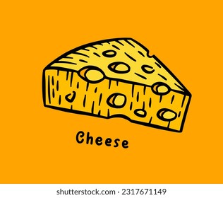 Icono de arte de la línea de corte de queso, símbolo del vector de contorno, pictograma lineal aislado en blanco. Ilustración del logotipo