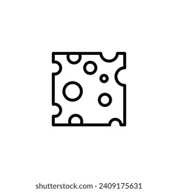 Icono de línea de corte de queso. Icono de producto lácteo en color blanco y negro.