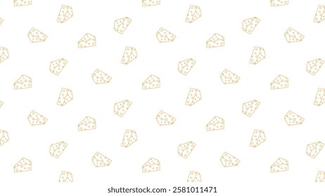 Cheese slice outline doodle seamless pattern. vector illustration for backgrounds, wallpaper, prints, product packaging and others. food and beverages theme. especially snack with cheese ingredients