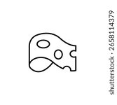 Cheese Slice Outline Icon, Simple Graphic Representation With Holes
