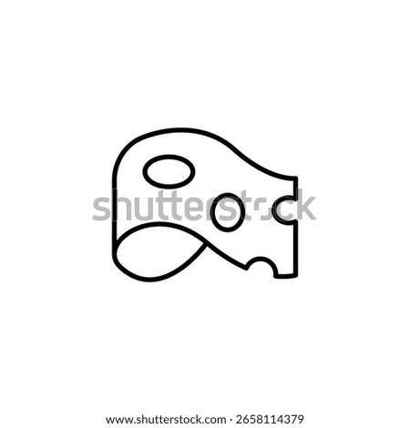 Cheese Slice Outline Icon, Simple Graphic Representation With Holes