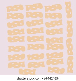 Cheese slice, pattern. Hand drawn with hole.